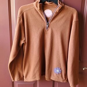 Life is Good brown 1/4 zip 2 side pockets Daisy Sz Medium